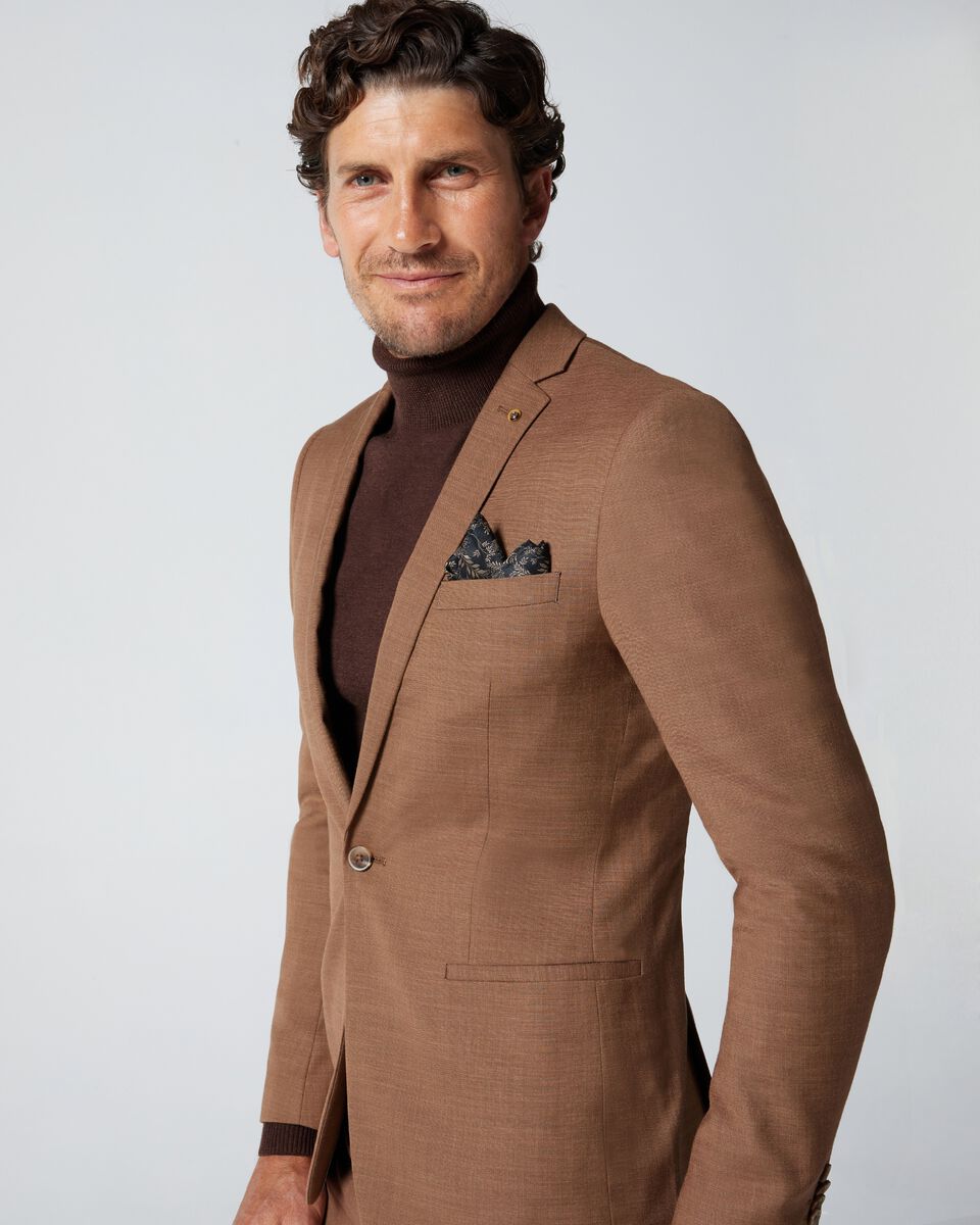 Toffee Ultra Slim Stretch Two Tone Tailored Jacket